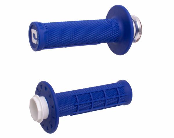 ODI MICRO-X LOCK-ON GRIPS HALF-WAFFLE BLUE/SILVER - H36MXU