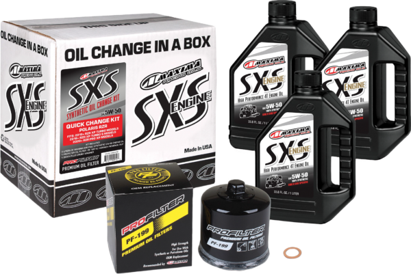 MAXIMA SXS QUICK CHANGE KIT 5W-50 WITH BLACK OIL FILTER - 90-189013-TXP