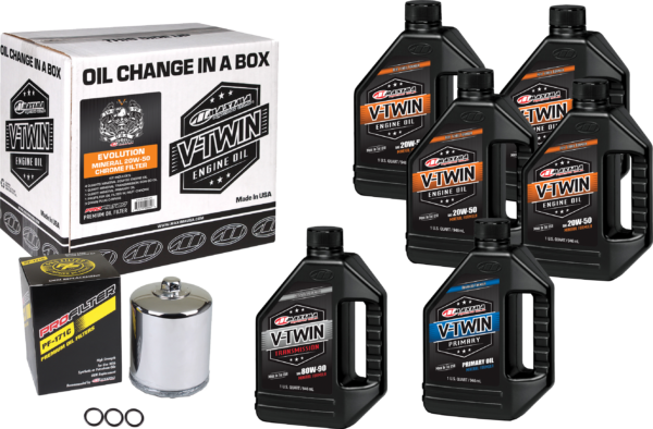 MAXIMA V-TWIN OIL CHANGE KIT MINERAL EVO  CHROME FILTER - 90-069016PC