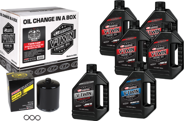 MAXIMA V-TWIN OIL CHANGE KIT SYN TC BLACK FILTER - 90-119016PB