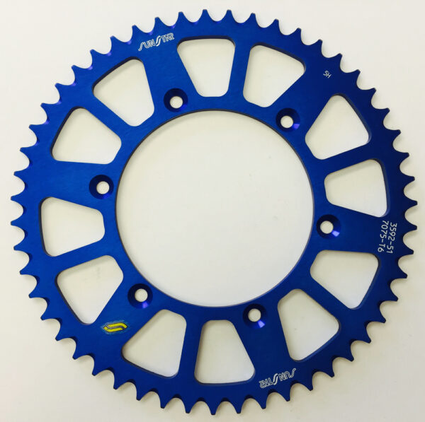 SUNSTAR REAR SPROCKET ALUMINUM 51T-520 BLU HON/YAM - 5-359251BL