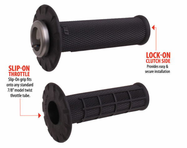 ODI UNIVERSAL LOCK-ON GRIPS HALF-WAFFLE BLACK/SILVER - H21UHWB