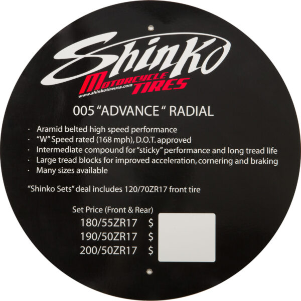 SHINKO TIRE DISPLAY SIGN 005 ADVANCE - 005 ADVANCE INSERT