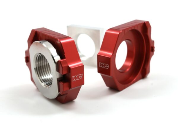 WORKS AXLE BLOCKS ELITE KTM/HUS RED - 17-256