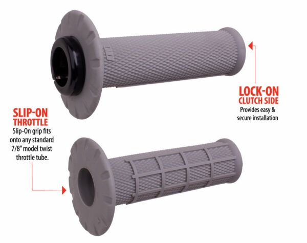 ODI UNIVERSAL LOCK-ON GRIPS HALF-WAFFLE GREY/BLACK (SOFT) - H21UHWG