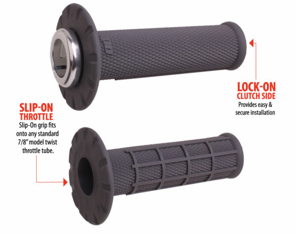 ODI UNIVERSAL LOCK-ON GRIPS HALF-WAFFLE GRAPHITE/SILVER - H21UHWH