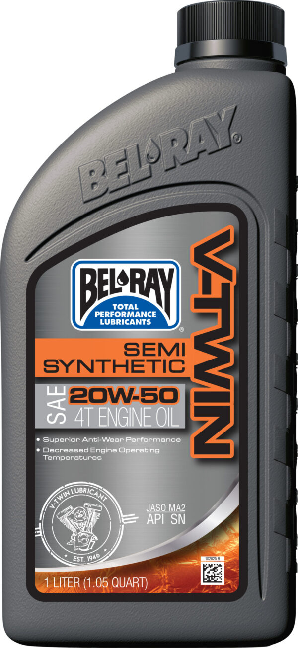 BEL-RAY V-TWIN SEMI-SYNTHETIC ENGINE OIL 20W-50 1L - 96910-BT1