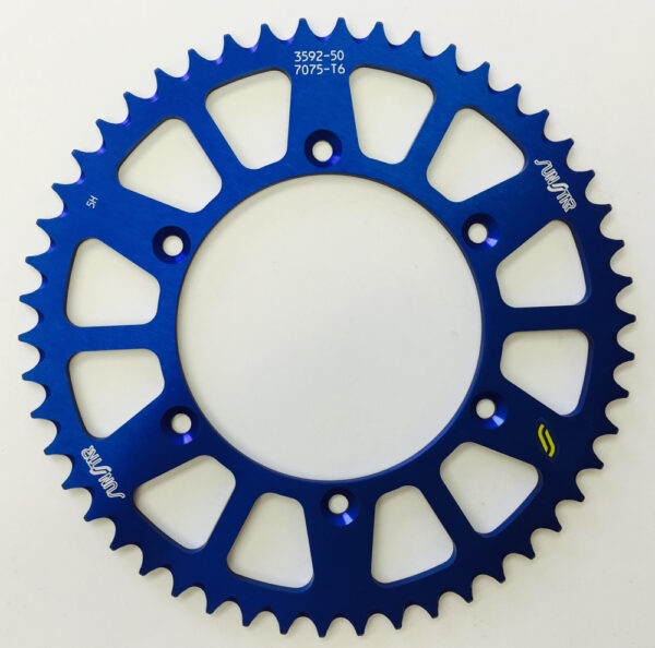 SUNSTAR REAR SPROCKET ALUMINUM 50T-520 BLU HON/YAM - 5-359250BL