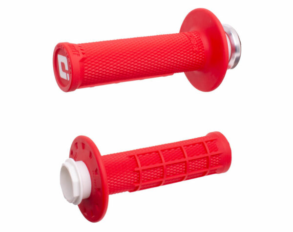 ODI MICRO-X LOCK-ON GRIPS HALF-WAFFLE RED/SILVER - H36MXR