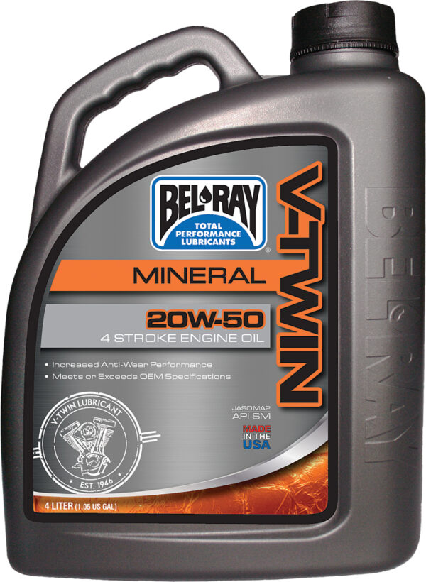 BEL-RAY V-TWIN MINERAL ENGINE OIL 20W-50 4L - 96905-BT4