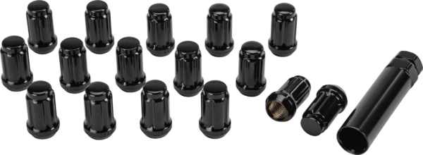 SEDONA 16/PK 12MMX1.25 TAPERED LUG NUTS 60' SPLINED BLACK - RLUG-CS19B