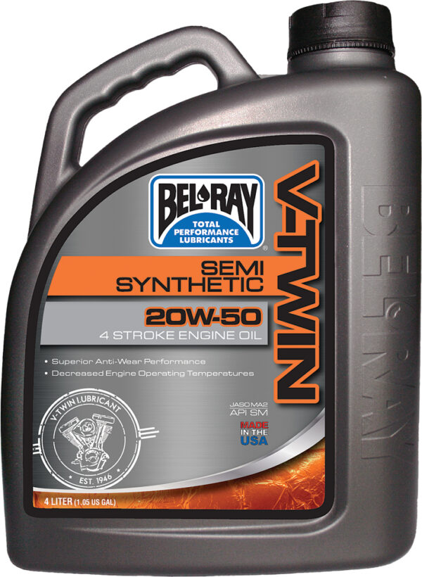 BEL-RAY V-TWIN SEMI-SYNTHETIC ENGINE OIL 20W-50 4L - 96910-BT4