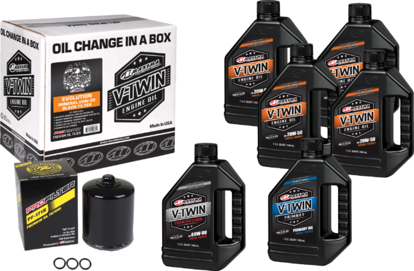 MAXIMA V-TWIN OIL CHANGE KIT MINERAL EVO  BLACK FILTER - 90-069016PB