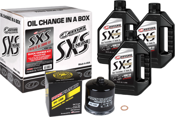 MAXIMA SXS QUICK CHANGE KIT 10W-50 WITH BLACK OIL FILTER - 90-219013-TXP