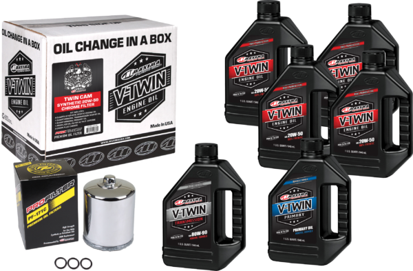 MAXIMA V-TWIN OIL CHANGE KIT SYN TC CHROME FILTER - 90-119016PC