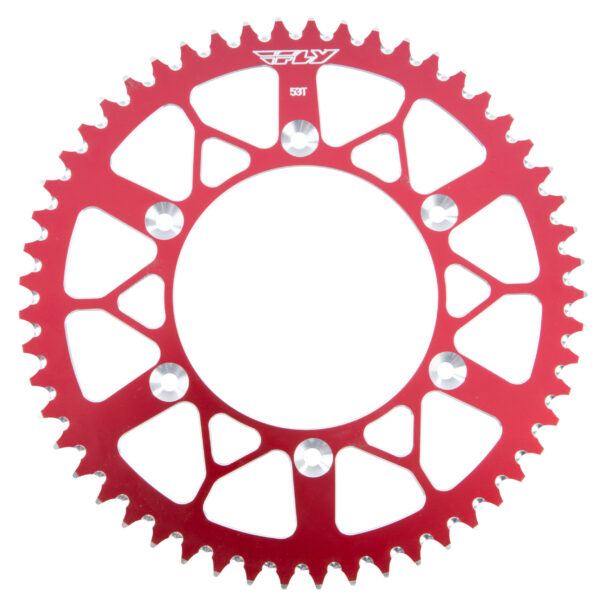 FLY RACING REAR SPROCKET ALUMINUM 53T-520 RED HON - OLD 225-53 RED