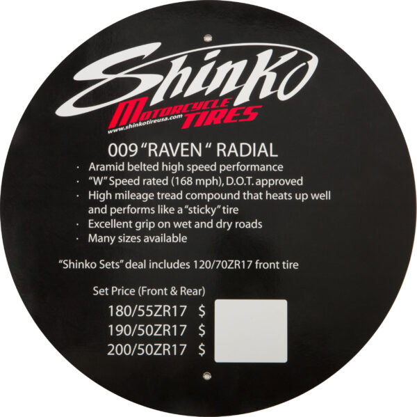 SHINKO TIRE DISPLAY SIGN 009 RAVEN - 009 RAVEN INSERT