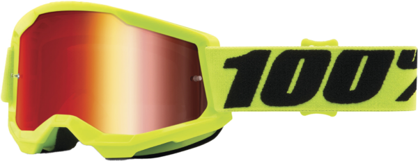 100-PERCENT STRATA 2 JUNIOR GOGGLE FLUO YELLOW MIRROR RED LENS - 50032-00003