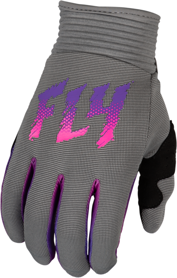 FLY RACING YOUTH F-16 GLOVES GREY/PINK/PURPLE YL - 377-210YL