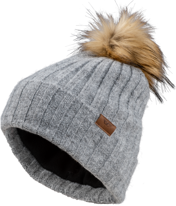 FLY RACING FLY WOMEN'S SNOW POM BEANIE HEATHER GREY - 22-3252 GREY