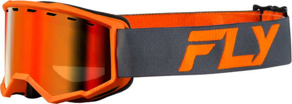 FLY RACING YTH FOCUS SNOW GOGGLE CHAR/ORG W/ RED MIRROR/AMBER LENS - FLB-24FY3