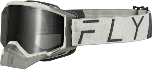 FLY RACING ZONE PRO SNOW GOGGLE GREY W/ SILVER MIR/PLRZD SMOKE LENS - FLB-24ZP7