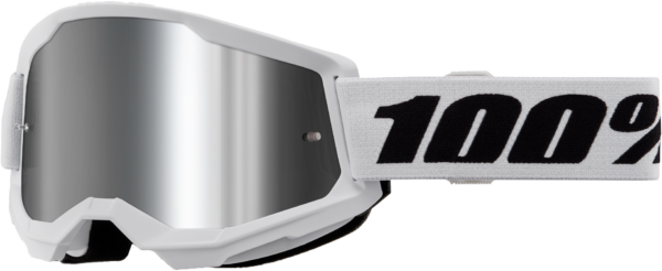 100-PERCENT STRATA 2 GOGGLE WHITE MIRROR SILVER LENS - 50028-00019