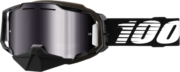 100-PERCENT ARMEGA SNOWMOBILE GOGGLE BLACK MIRROR SILVER FLASH LENS - 50008-00001