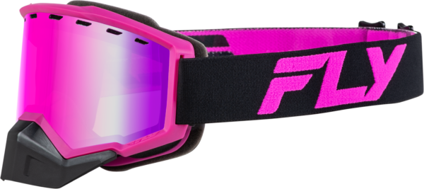 FLY RACING FOCUS SNOW GOGGLE BLACK/PINK W/ PINK MIRROR/ROSE LENS - FLB-24F9