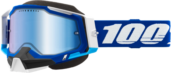 100-PERCENT RACECRAFT 2 SNOWMOBILE GOGGLE BLUE W/BLUE MIRROR LENS - 50012-00002