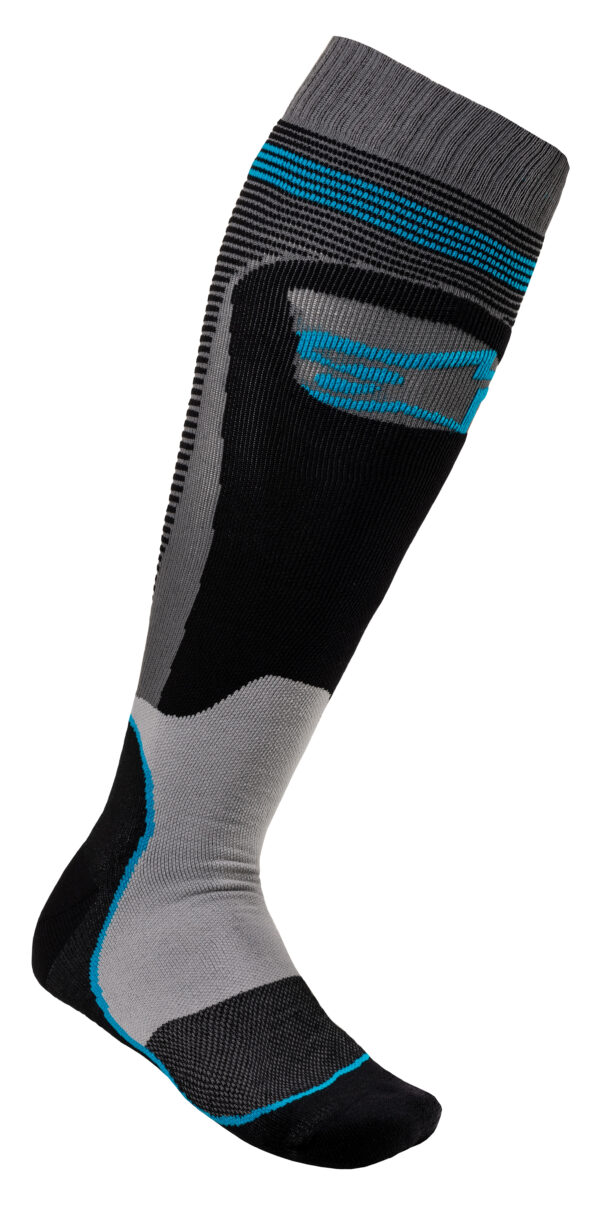 ALPINESTARS MX PLUS-1 SOCKS BLACK/CYAN LG - 4701820-1079-L