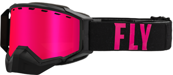 FLY RACING ZONE PRO SNOW GOGGLE BLK/PINK W/ PINK MIR/PLRZD SMOKE LENS - 37-50336