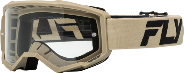 FLY RACING YOUTH FOCUS GOGGLE KHAKI/BLACK W/ CLEAR LENS - 37-51155Y