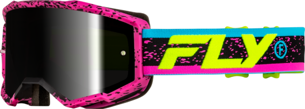 FLY RACING ZONE GOGGLE PINK/BLACK/HI-VIS W/ BLACK MIRROR/SMOKE LENS - 37-51528