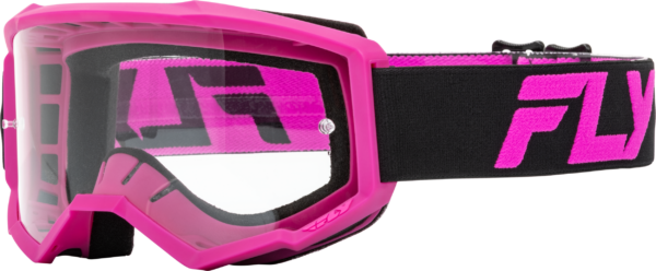 FLY RACING YOUTH FOCUS GOGGLE BLACK/PINK W/ CLEAR LENS - 37-51151Y