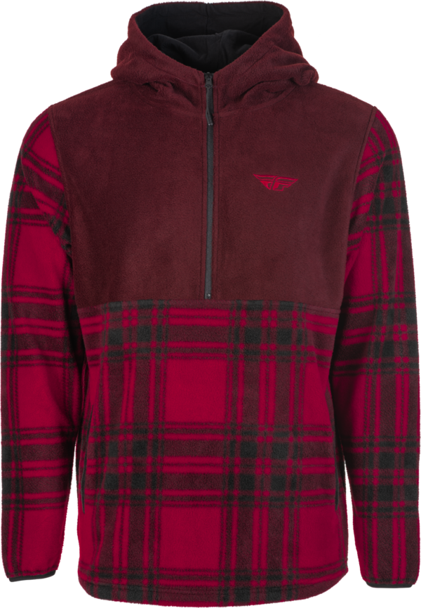 FLY RACING FLY HALF ZIP PULLOVER HOODIE RED PLAID 2X - 354-00222X