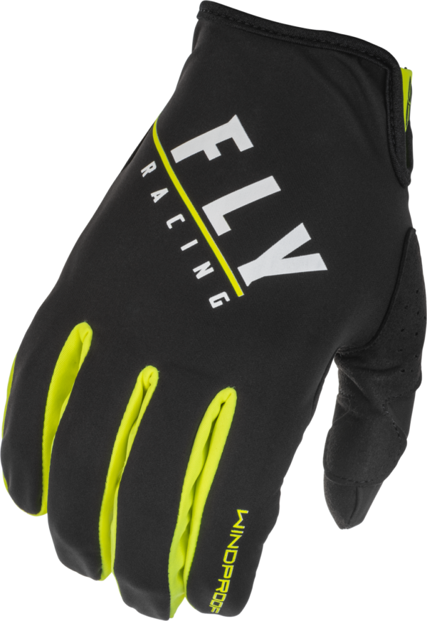 FLY RACING WINDPROOF GLOVES BLACK/HI-VIS SZ 09 - 371-14209