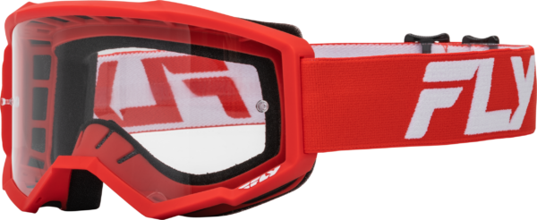 FLY RACING FOCUS GOGGLE RED/WHITE W/ CLEAR LENS - 37-51156