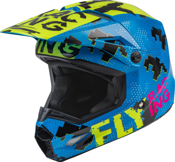 FLY RACING YOUTH KINETIC SCAN HELMET BLUE/HI-VIS/PINK YS - F73-3492YS