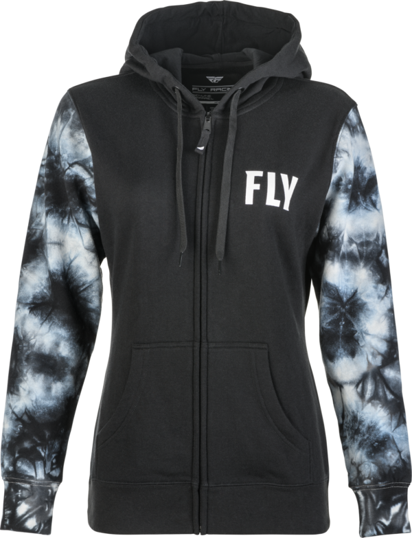 FLY RACING WOMEN'S FLY TIE-DYE ZIP UP HOODIE BLACK/GREY 2X - 358-00702X