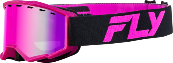 FLY RACING YTH FOCUS SNOW GOGGLE BLK/PINK W/ PINK MIRROR/ROSE LENS - FLB-24FY1