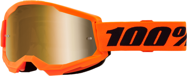 100-PERCENT STRATA 2 JUNIOR GOGGLE NEON ORANGE MIRROR GOLD LENS - 50032-00009