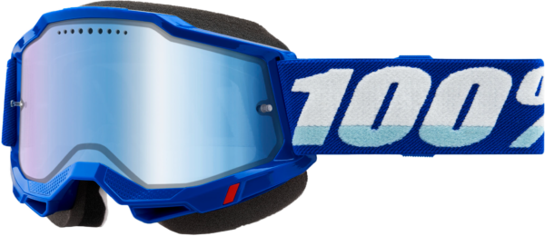 100-PERCENT ACCURI 2 SNOWMOBILE GOGGLE BLUE W/BLUE MIRROR LENS - 50022-00002