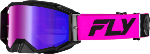 FLY RACING ZONE PRO GOGGLE PINK/BLACK W/ IRIDESCENT RED MIR/SMK LENS - 37-5190