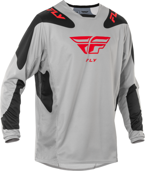 FLY RACING KINETIC SYM JERSEY LIGHT GREY/RED/BLACK MD - 378-420M