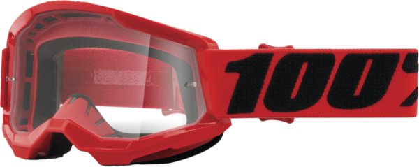 100-PERCENT STRATA 2 JUNIOR GOGGLE RED CLEAR LENS - 50031-00004