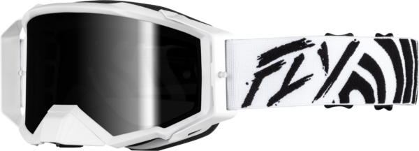 FLY RACING ZONE ELITE GOGGLE BLACK/WHITE W/ BLACK MIRROR/SMOKE LENS - 37-5515