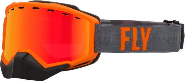 FLY RACING FOCUS SNOW GOGGLE GREY/ORANGE W/ RED MIRROR/ROSE LENS - 37-50084