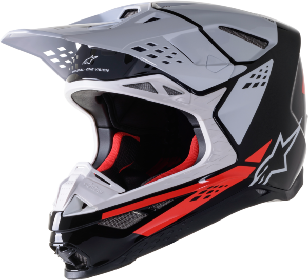 ALPINESTARS S.TECH S-M8 FACTORY HELMET BLACK/WHITE/RED FLUO GLOSSY 2X - 8302922-1233-2XL