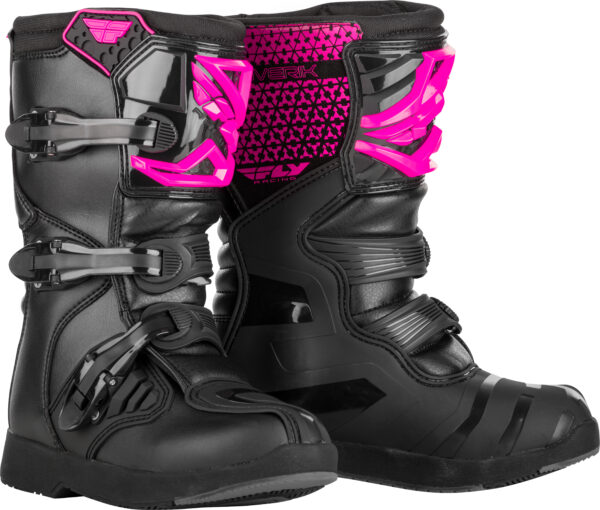 FLY RACING YOUTH MAVERIK BOOTS PINK/BLACK SZ 04 - 364-67904